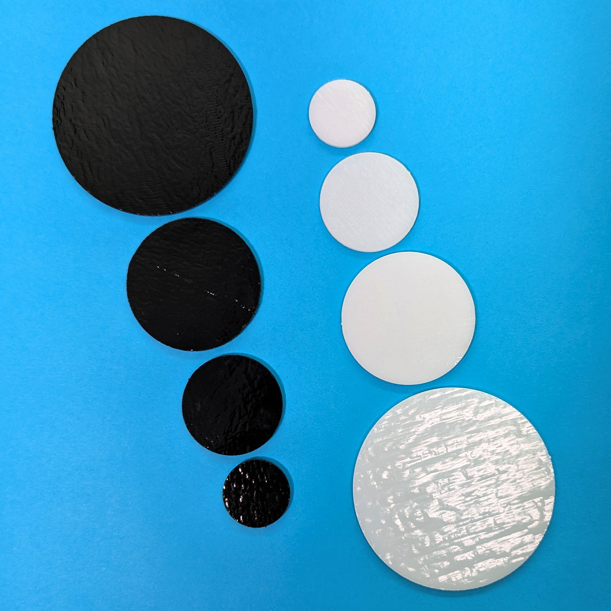 White & Black Precut Fusible Glass Circles – COE 90 Bullseye Glass