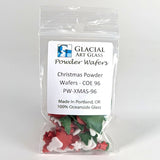 Packaged Christmas powder wafers by Glacial Art Glass on a white background