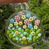 Teal and Turquoise Flowers Murrine Sticks COE 90 Fusible Glass MSFL-021515