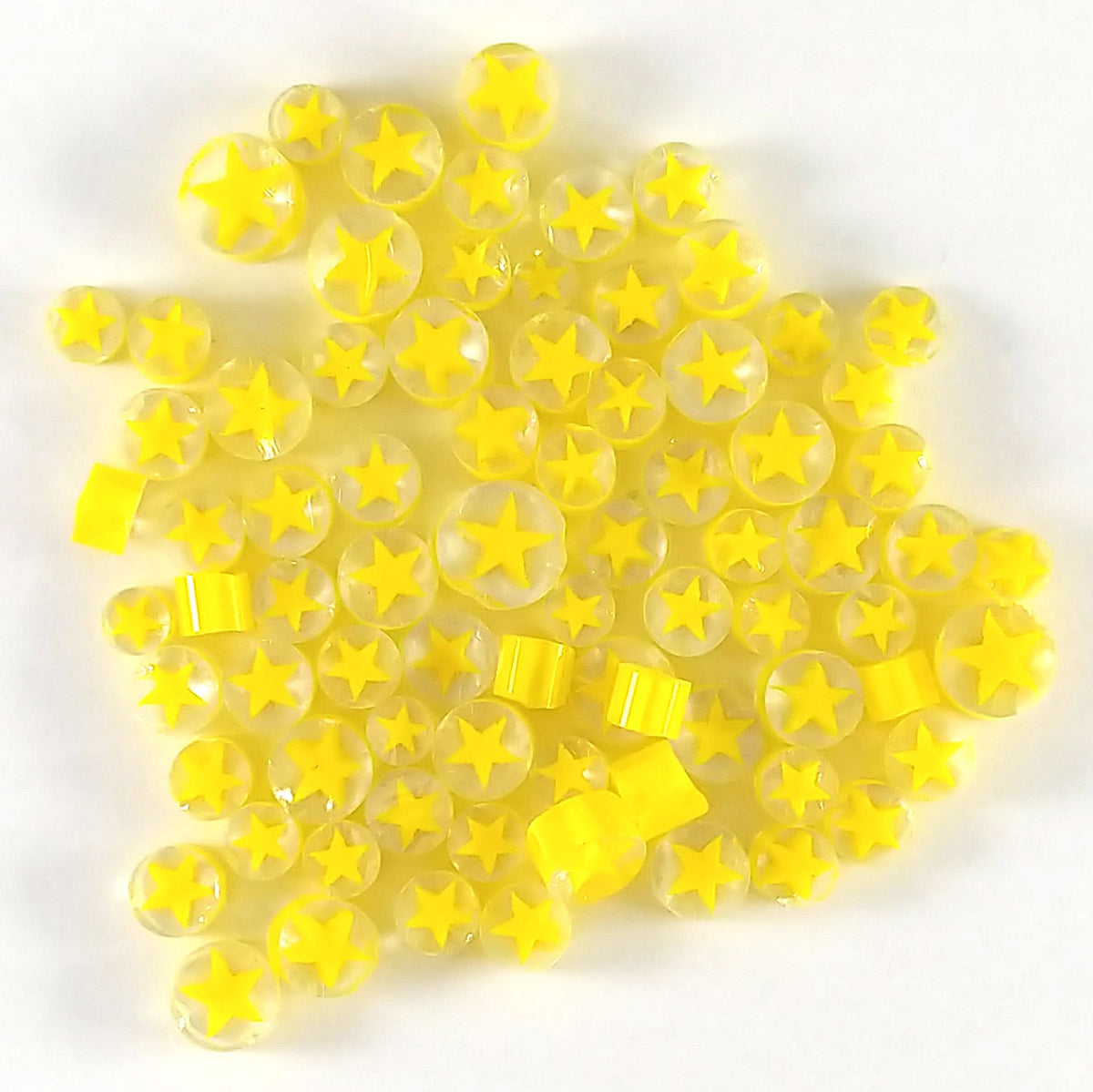 thumbnail interactive-video image 1 of Yellow Star Murrine Millefiori Glass Slices - COE 96 Compatible For Fusing & Glass Art Projects (1/2 Oz) 1 of 4