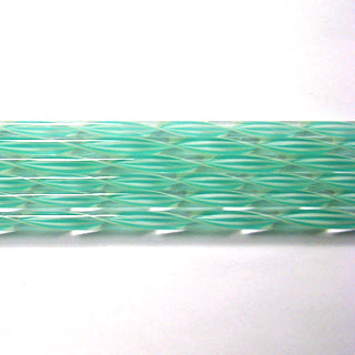 C429 Nougat and Teal Striped Ribbon Cane COE 90 Glass