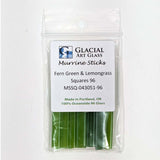 A package of Murrine sticks, which are made of fern green and lemongrass squares.