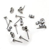 Earring Posts with 4mm Pads & Backs – Stainless Steel or Sterling Silver