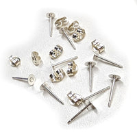 Earring Posts with 4mm Pads & Backs – Stainless Steel or Sterling Silver
