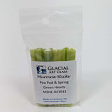 A package of Murrine Sticks, a type of green glass, with a clear plastic bag containing the sticks.