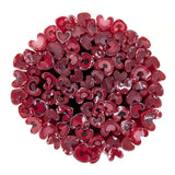 The image is a circular arrangement of red heart-shaped objects, with some of the hearts having black outlines.