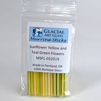 A package of Murrine Sticks, a product made in Portland, Oregon, containing a collection of colored glass sticks.