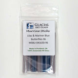 A package of Murrine Sticks from Glacier Art Glass, containing blue and purple glass sticks.