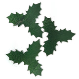 Precut Fusible Glass Holly, Set of 3 - 2 Sizes Available - COE 90 Bullseye Aventurine Green