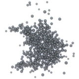 numerous small, round, grey spheres scattered across a white background.