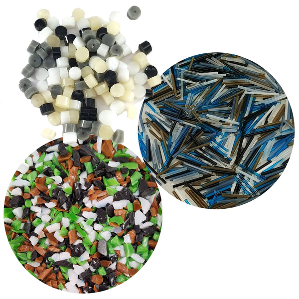 Earth Tone Fusible Glass COE 96 Microwave Kiln Combo Pack - Dots, Stringfetti, and Frit Blend + Murrine