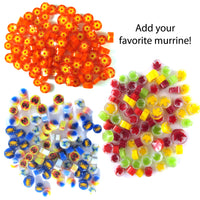 Warm Colors Fusible Glass COE 96 Microwave Kiln Combo Pack - Dots, Stringfetti, and Frit Blend + Murrine