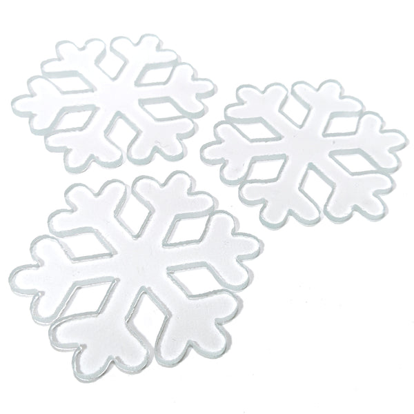 Clear Snowflakes Precut Fusible COE 96 Glass, Set of 3 - 3 Different Designs, 2 Sizes Available