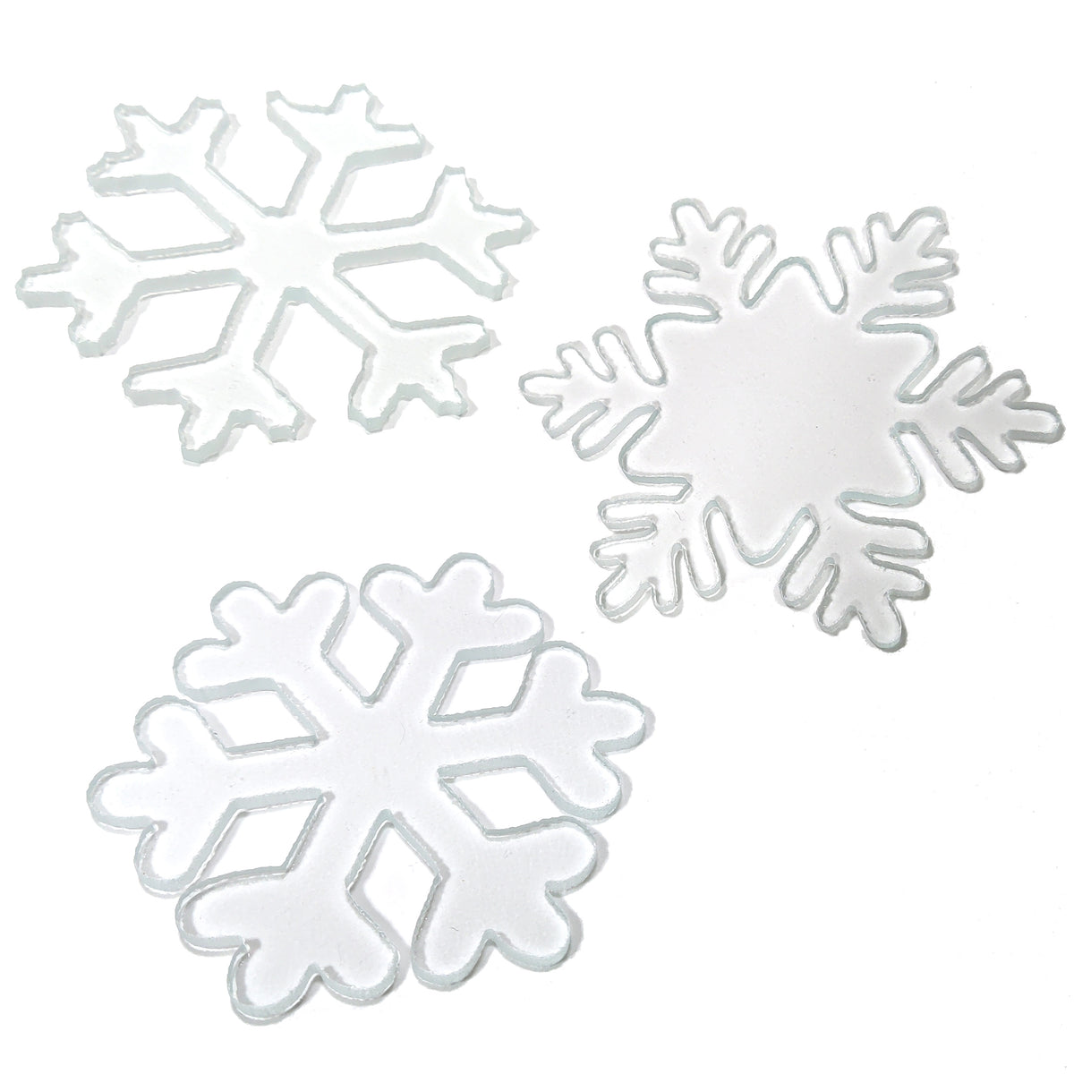 Precut Clear Fusible COE 96 Glass Snowflakes, Set of 3 3 Different D