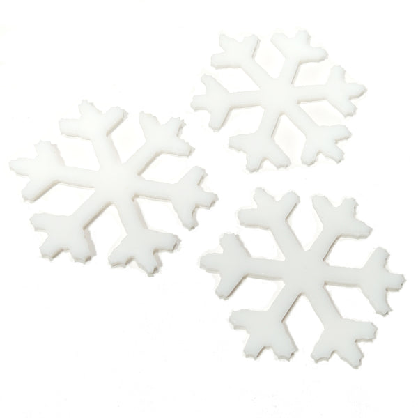 Precut White Fusible COE 96 Glass Snowflakes, Set of 3 - 3 Different Designs, 2 Sizes Available