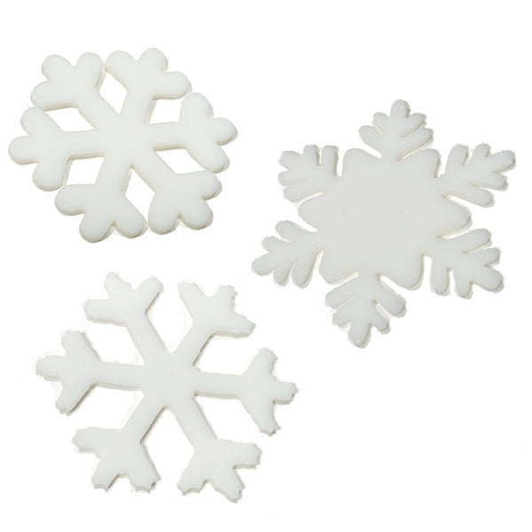 Precut White Fusible COE 96 Glass Snowflakes, Set of 3 - 3 Different Designs, 2 Sizes Available