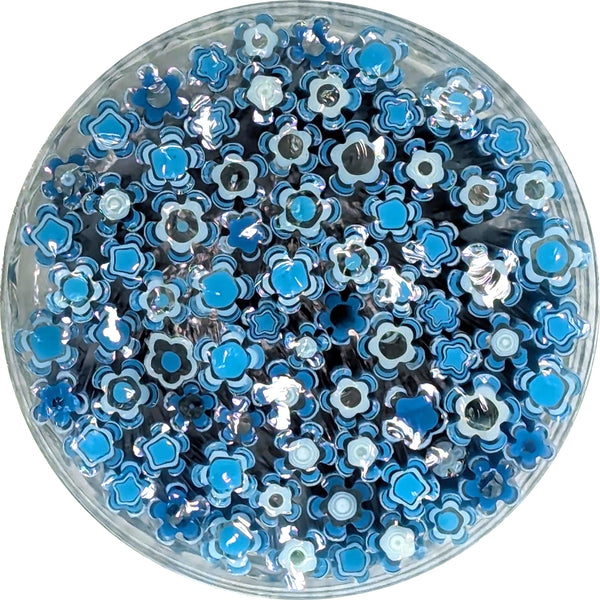 Egyptian Blue and Light Cyan Flowers Murrine Sticks COE 90 Fusible Glass MSFL-020808