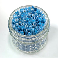 Egyptian Blue and Light Cyan Flowers Murrine Sticks COE 90 Fusible Glass MSFL-020808
