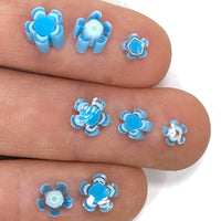 Egyptian Blue and Light Cyan Flowers Murrine Sticks COE 90 Fusible Glass MSFL-020808