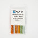 Orange & Peapod Green Wildflower Murrine Sticks COE 90 Fusible Glass MSFL-01