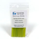 Spring Green and Clear Leaves Murrine Sticks COE 90 Fusible Glass MSLE-012524