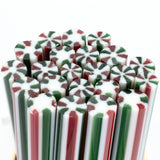 Red & Green Peppermint Murrine Sticks COE 90 Fusible Glass MSPE-03