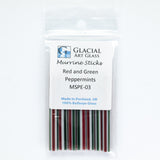 Red & Green Peppermint Murrine Sticks COE 90 Fusible Glass MSPE-03