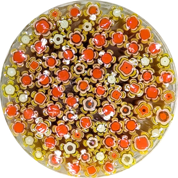 Marigold and Orange Flowers Murrine Sticks COE 90 Fusible Glass MSFL-021111