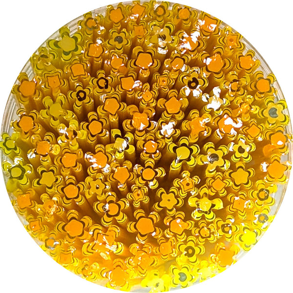 Opaque Yellow and Orange Flower Murrine Sticks COE 96 Fusible Glass MSFL-021118-96