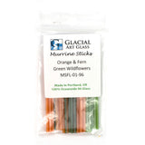 Orange & Fern Green Wildflower Murrine Sticks COE 96 Fusible Glass MSFL-01-96