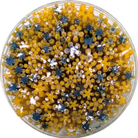 Orange and Mariner Blue Flower Murrine Sticks COE 96 Fusible Glass MSFL-031805-96