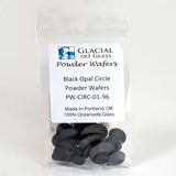 Packaged powder wafers labeled 'Glacial Art Glass' on a white background