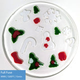 Full Fuse test for the Christmas powder wafers. Kiln Schedule: 9999, 1500F, 15 min