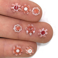Salmon Pink and Deep Red Flowers Murrine Sticks COE 90 Fusible Glass MSFL-021010