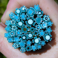 Teal and Turquoise Flowers Murrine Sticks COE 90 Fusible Glass MSFL-021515