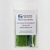 A package of Murrine sticks, which are made in Portland, Oregon and contain green and lemon grass squares.
