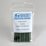 A package of dark green leaves from the Glacial Art Glass Murrine Sticks, made in Portland, Oregon.