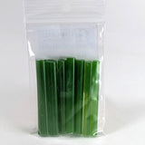 A clear plastic bag containing a group of green plastic sticks or sticks.