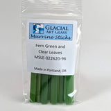 A package of clear green glass sticks from Glacial Art Glass Murrine Sticks.