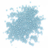 numerous small, light blue spheres scattered across a white background.