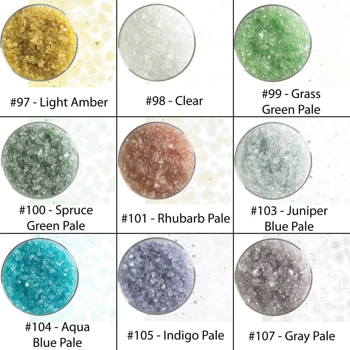 Flint Glass Color Pale Tint Transparent Coarse Glass Frit - 24 Translucent Colors! Bulls ...