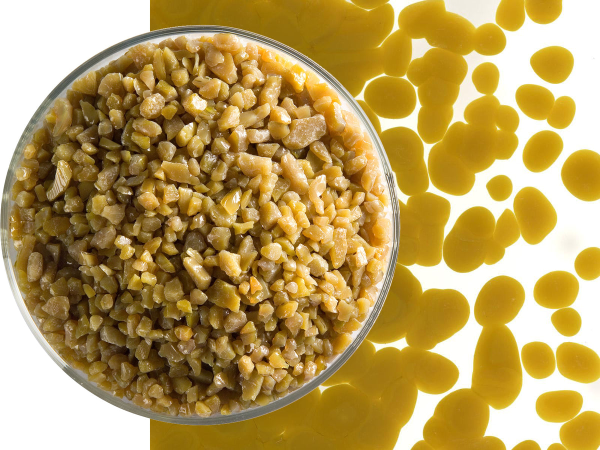 Golden Green Glass Frit Coarse Bullseye COE 90 Fusible Glacial Art Glass