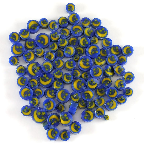 Yellow Moon with Stars 49102-96 Millefiori COE 96 Glacial Art Glass