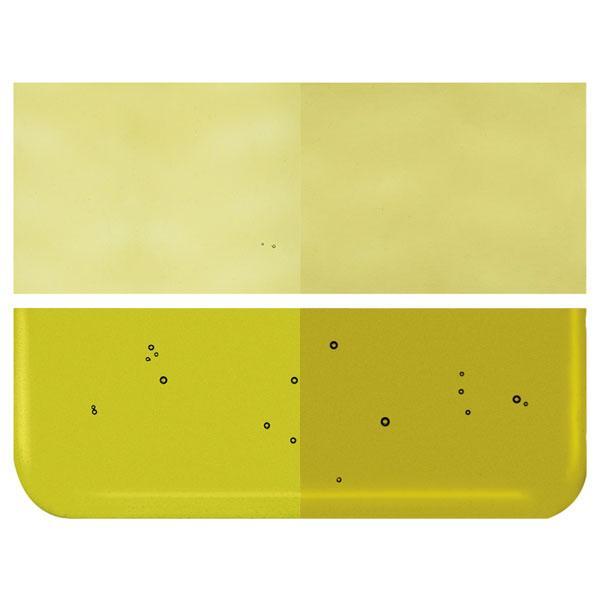 Chartreuse Transparent Striker COE 90 Bullseye 3mm Sheet Glass 3 Inch Square 081-1126-3INSQ