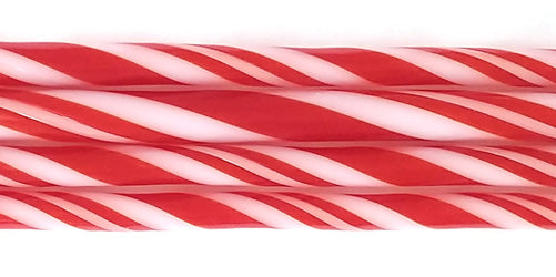 Red and White Striped Cane - C105-96 COE 96 Glass