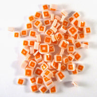 Orange & White Hip to Be Square Murrine SQ03-96 Millefiori COE 96 Glacial Art Glass