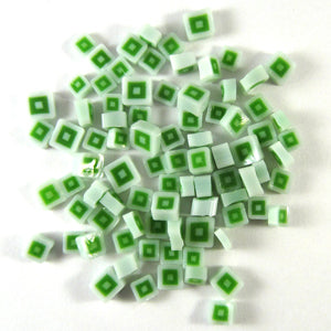 Green & White Hip to Be Square Murrine SQ05-96 Millefiori COE 96 Glacial Art Glass