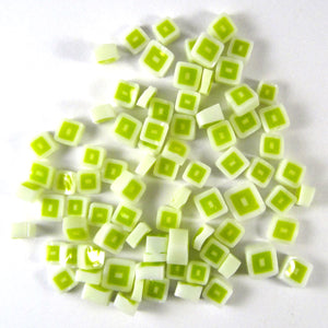 Lime Green & White Hip to Be Square SQ08-96 Millefiori COE 96 Glacial Art Glass
