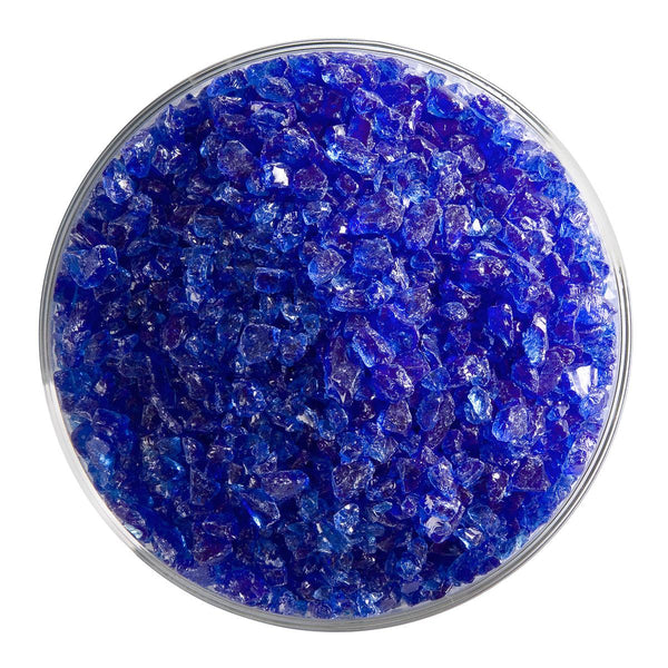 Bullseye Cobalt Blue, Gray Blue & Aqua Frit with Blue Streamers on Clear 90  C.O.E. Glass (004219-0000) - Franklin Art Glass
