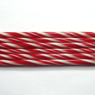 C105 Red and French Vanilla Striped Cane COE 90 Glass